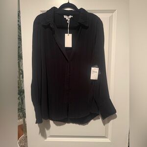 Good American Black Button Down Shirt NWT